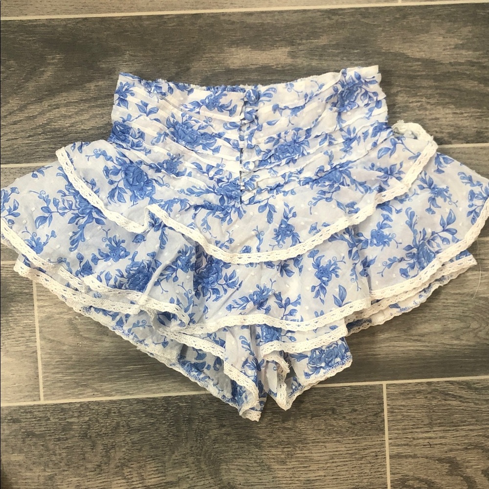 Fillyboo Blue & White Floral Ruffle Skort